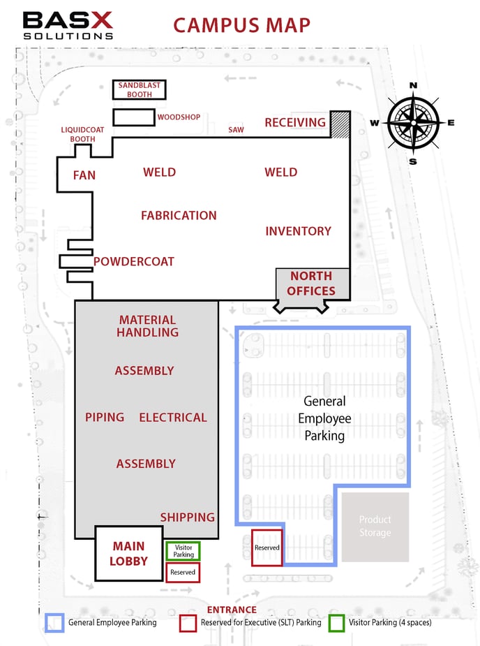 BASX Campus Map with Parking and departments